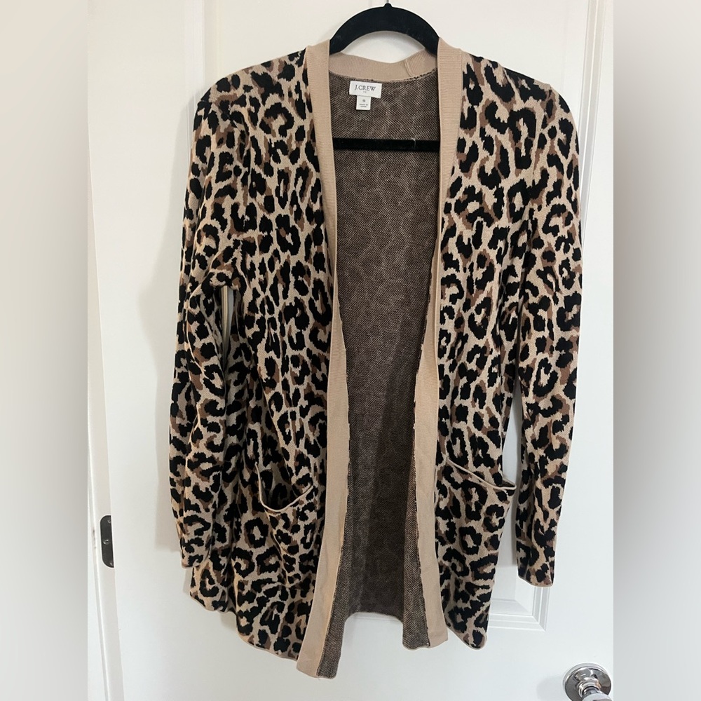 J. Crew Factory Leopard Print Cardigan in Beige and Black